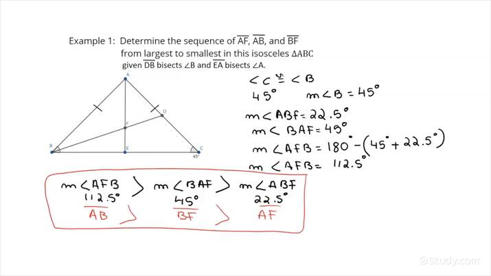 Finding The Relationship Between Angle Measures Side Lengths In Triangles Geometry Study Com