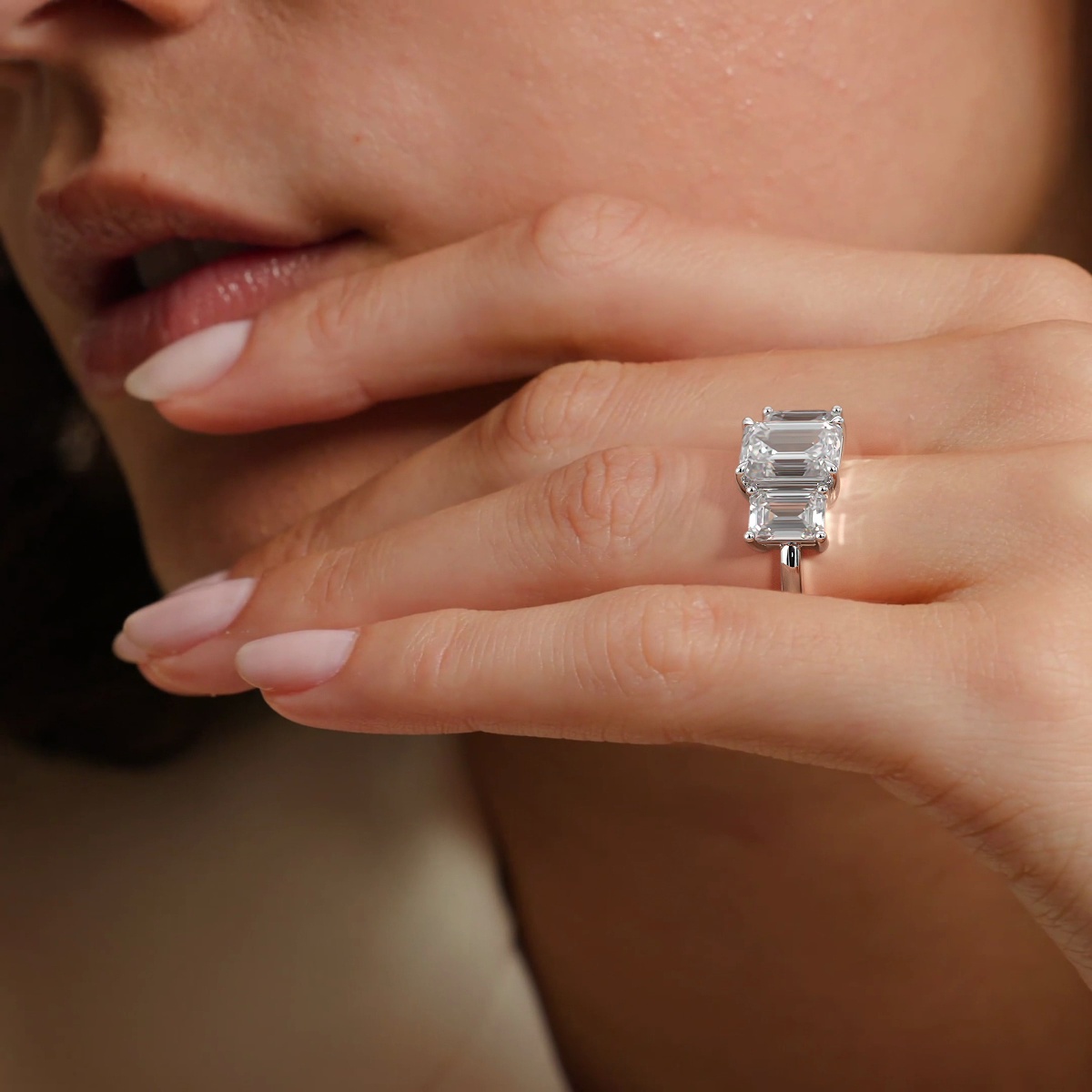 Luxe Rhiannon Three Stone Diamond Ring (1 1/10 ct. tw.) in 18K White Gold