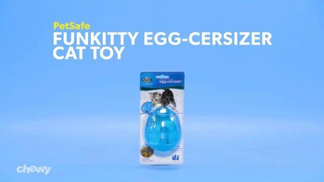 PetSafe Funkitty Egg-Cersizer Katzenspielzeug 1 Stück 1er Pack Blau Snackball mit 3 einstellbaren Löchern Für Leckerlis und Trockenfutter 