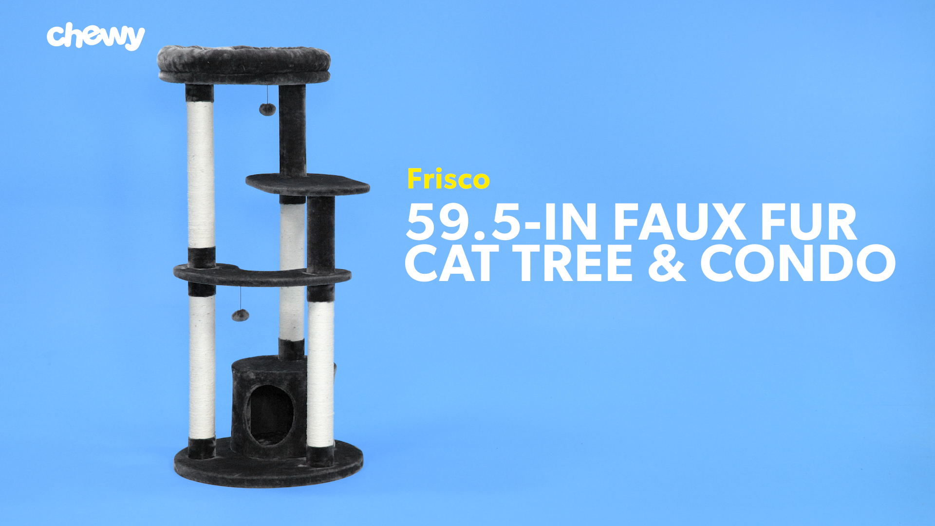 FRISCO 59.5-in Heavy Duty Faux Fur Cat Tree & Condo, Gray - Chewy.com