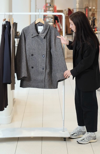 SMOOTH HERRINGBONE MAXI OVER COAT Sサイズ Herringbone Wool Blend Overcoat 734