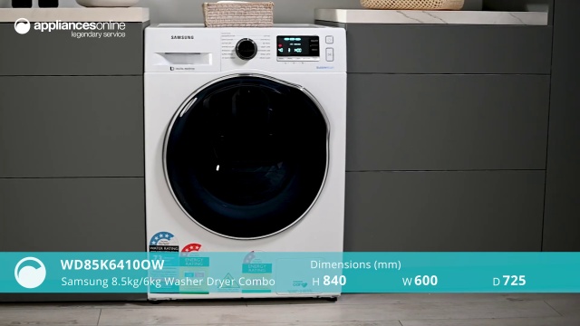 samsung washing machine 8.5 kg with dryer 6kg wd85k6410ow