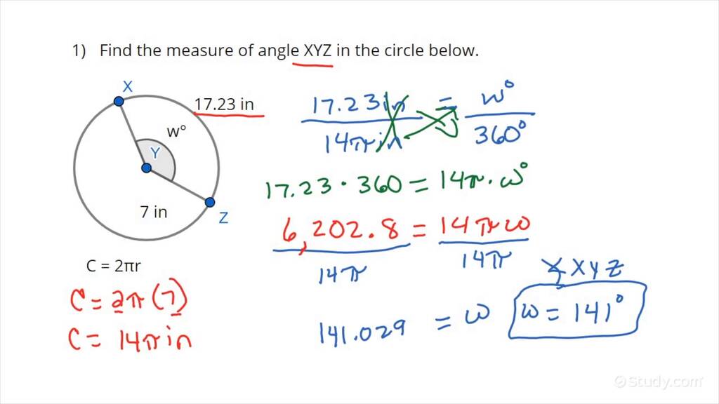 How to Find Subtended Angle from Arc Length | Geometry | Study.com
