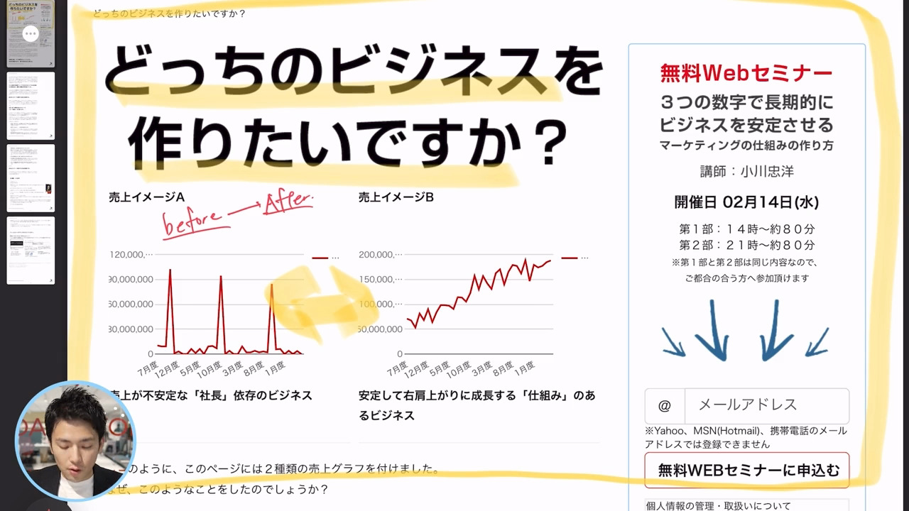 ウェビナー集客LPの作り方のサムネイル
