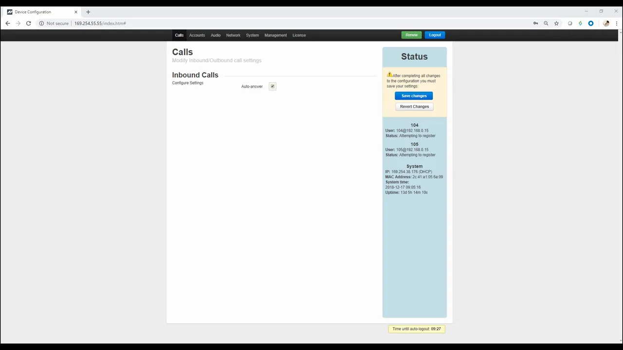 user_7fd681edページです ControlSpace EX VoIP Web Interface - ControlSpace EX-1280 On Demand