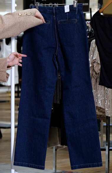 Pintuck High Waist Wide Leg Trouser Jeans