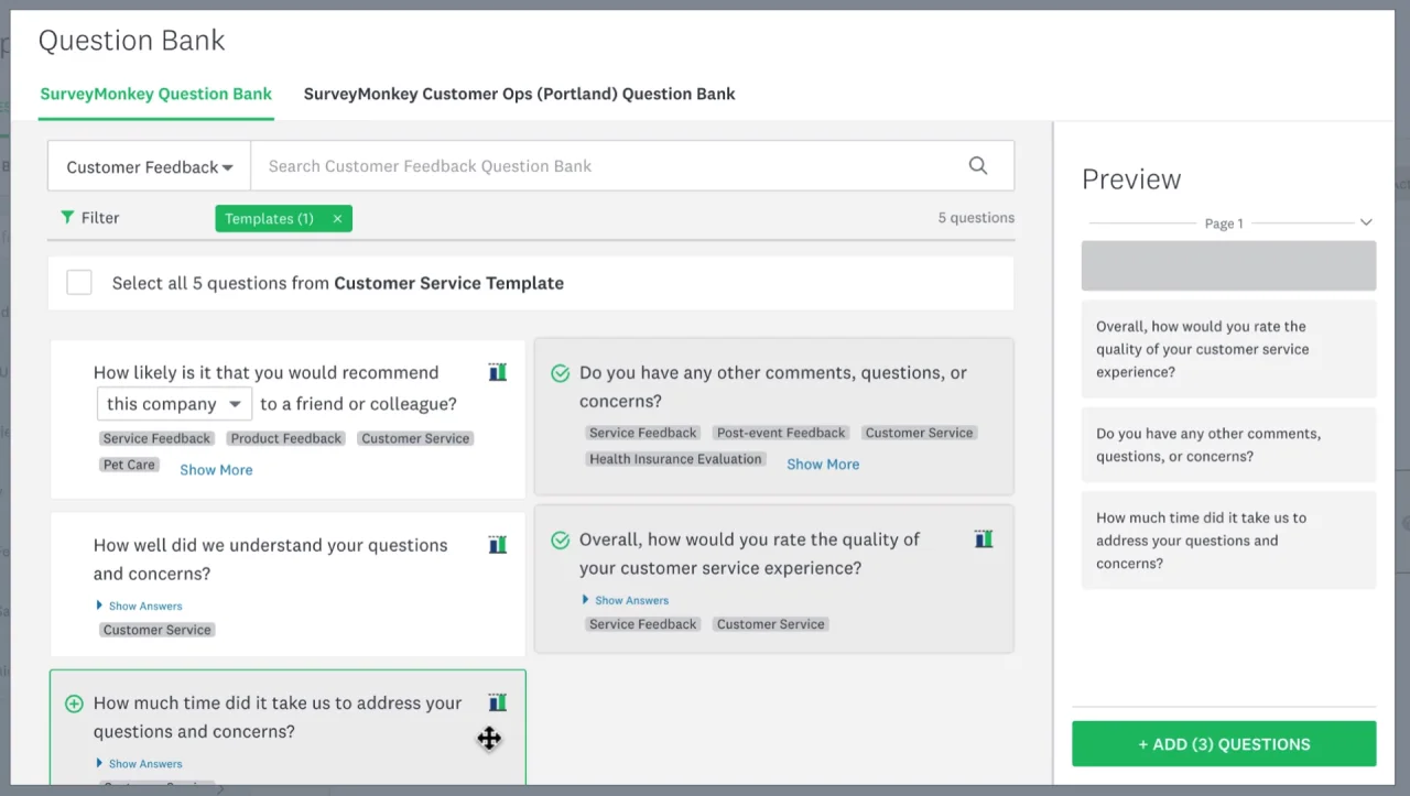 質問バンクへアクセスする | SurveyMonkey Help
