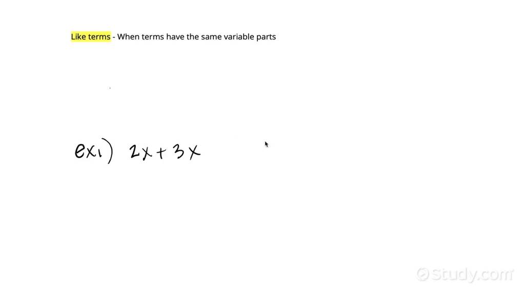 How to Combine Like Terms with Whole Number Coefficients | Algebra ...