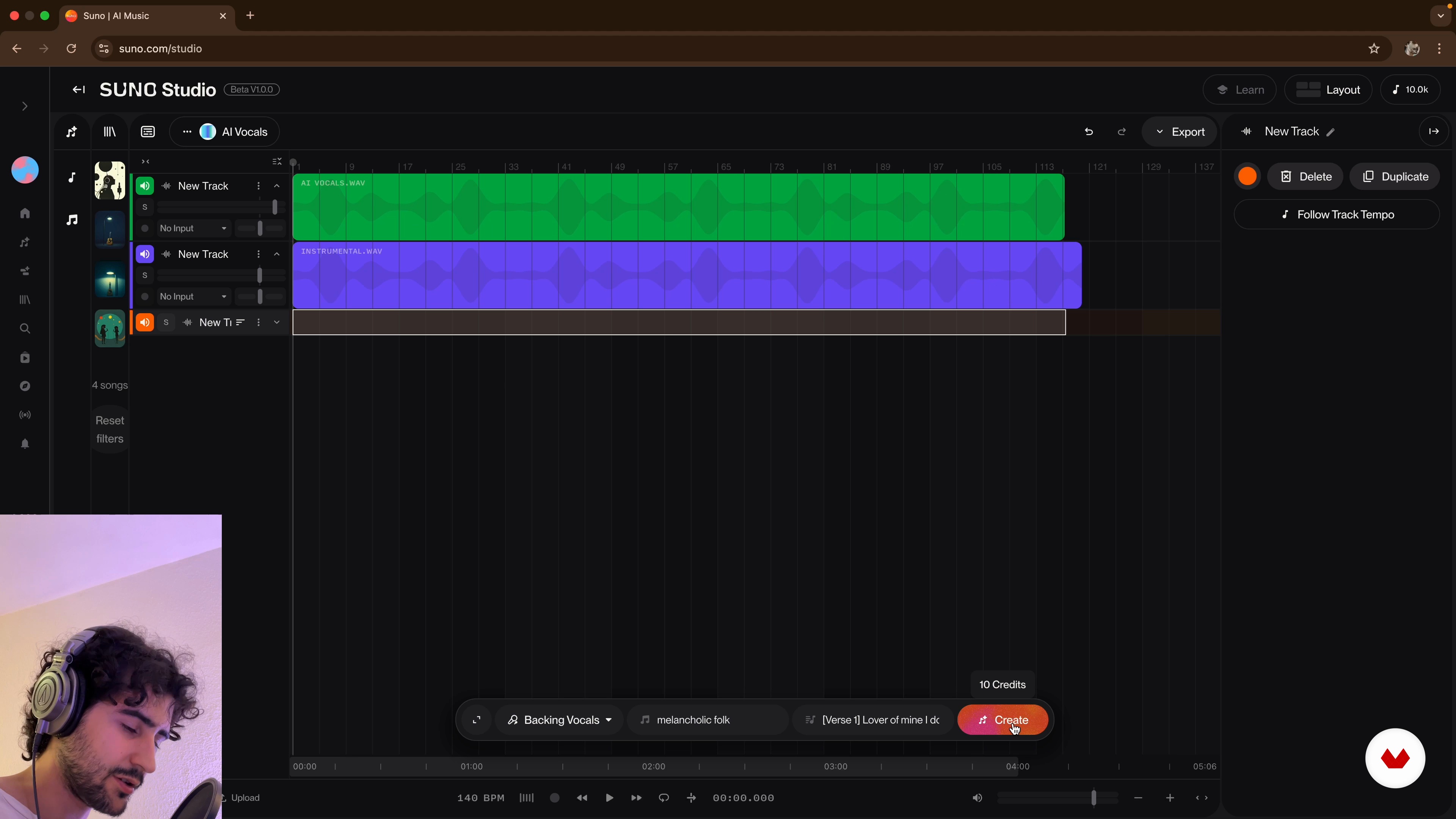 Criando vocais de apoio e harmonias com Suno AI