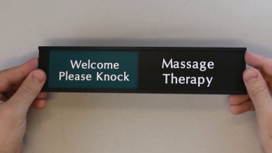 Massage Therapy - Please Knock/In Session Slider Sign