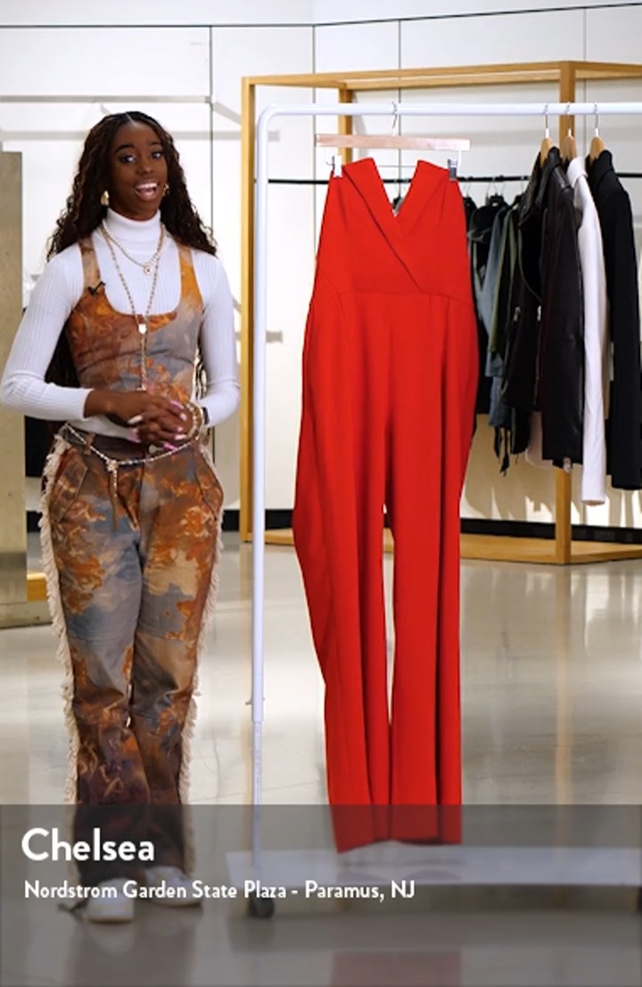 NADINE MERABI Tuxedo Belted Strapless Wide Leg Jumpsuit | Nordstrom NADINE MERABI Tuxedo Belted Strapless Wide Leg Jumpsuit | Nordstrom