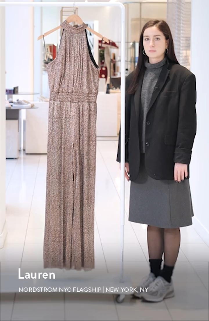 Vince Camuto Metallic Smocked Waist Wide Leg Jumpsuit | Nordstrom