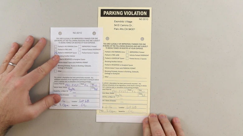 Parking Lot Violation Tags