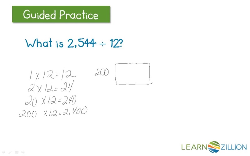 Use An Area Model For Division Of 4 Digit Dividends By 2 Digit Divisors Learnzillion