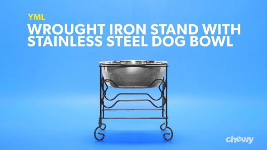 YML Wrought Iron Stand with Stainless Steel Double Dog Bowl, 2.5