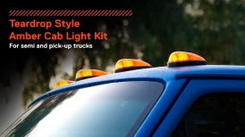 CAZLEDSIL3135 - Universal Amber 6-LED Teardrop Truck Cab Marker Light Kit - DOT FMVSS 108 - SAE P2PC