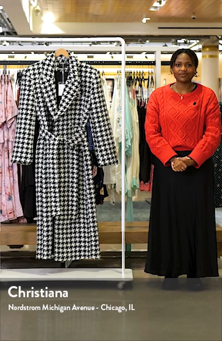 Naked Wardrobe Long Houndstooth Trench Coat | Nordstrom