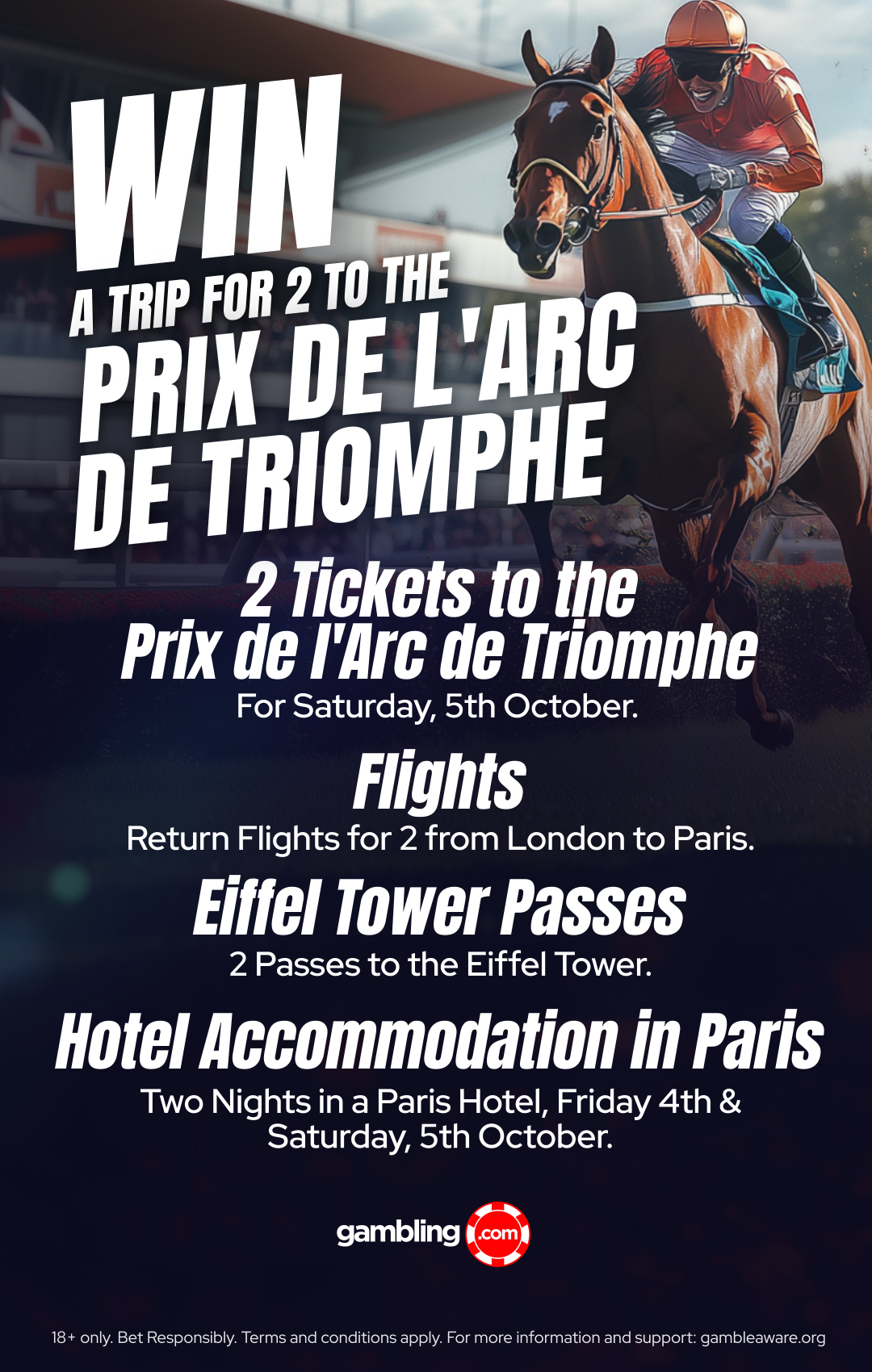 win a trip to the Prix de l'Arc de Triomphe with Gambling.com