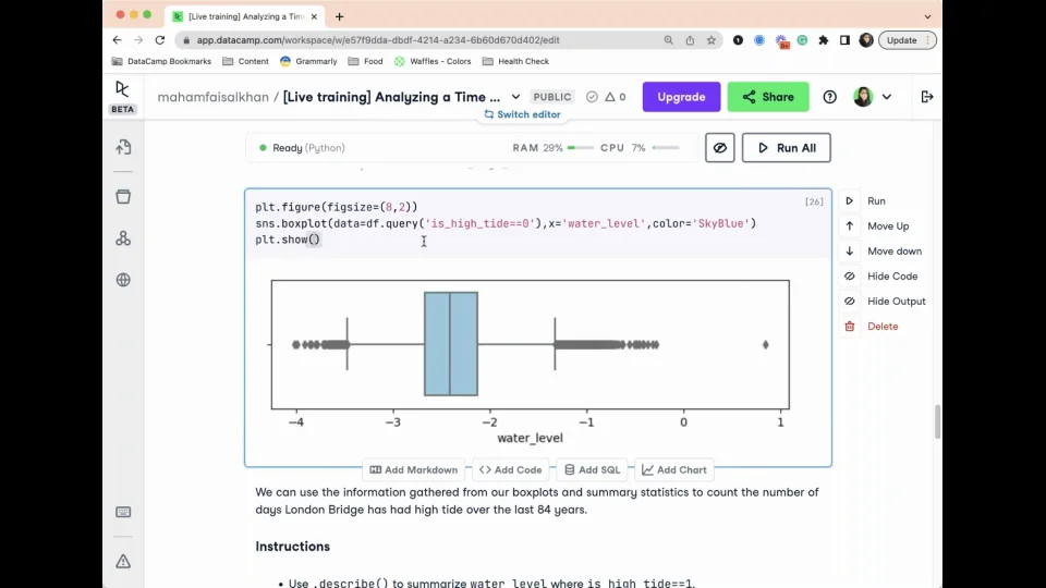 Live Training: Analyzing a Time Series of the Thames River in | DataCamp