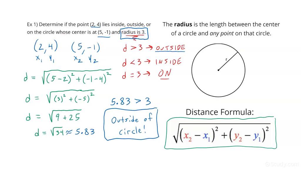 Determining If a Point Lies Inside, Outside or on a Circle Given the ...