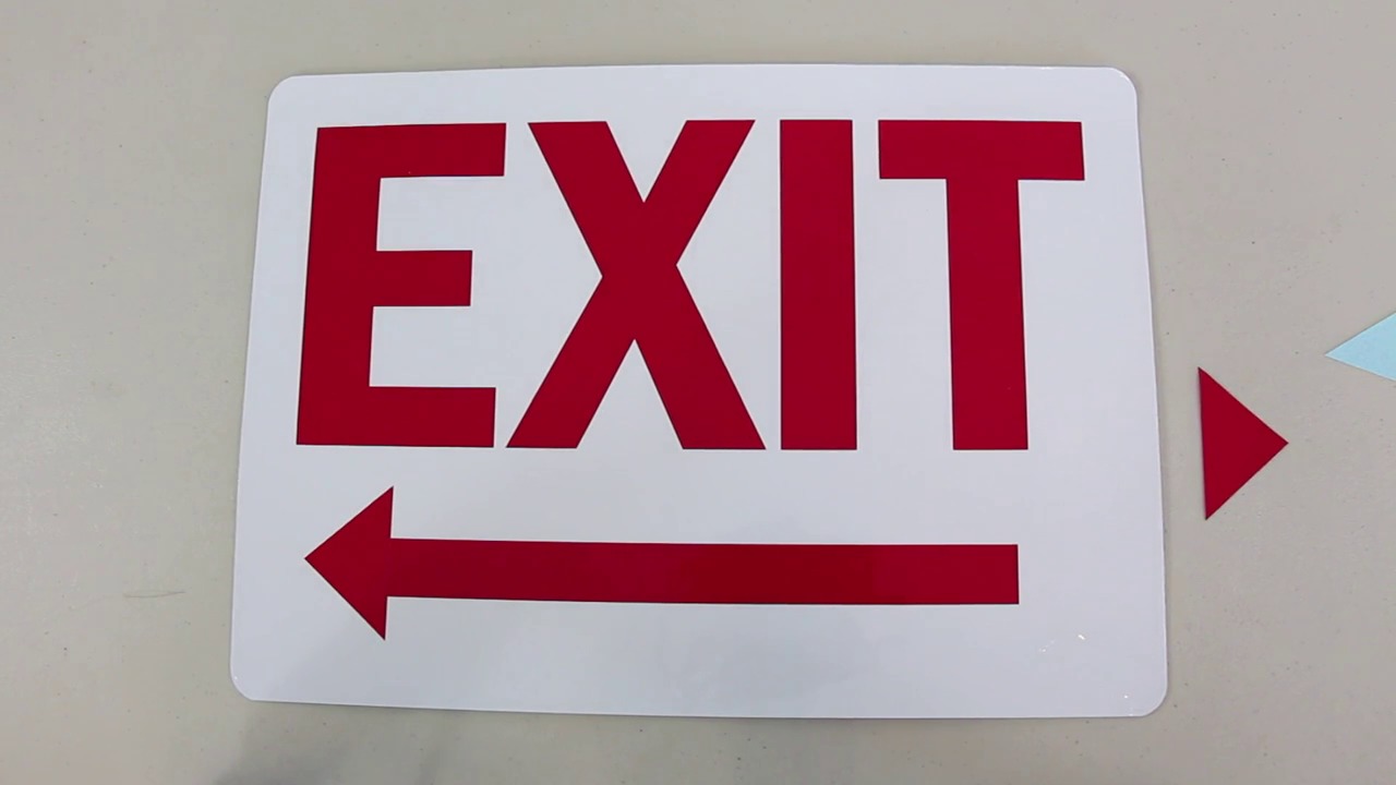 Exit Sign with Adhesive Arrows
