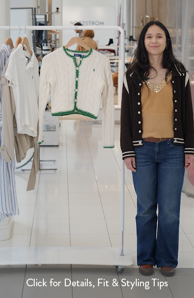 Polo Ralph Lauren Cable Knit Button Front Crop Cardigan | Nordstrom