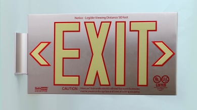 2 Sided, Brushed Aluminum Exit Sign, Box