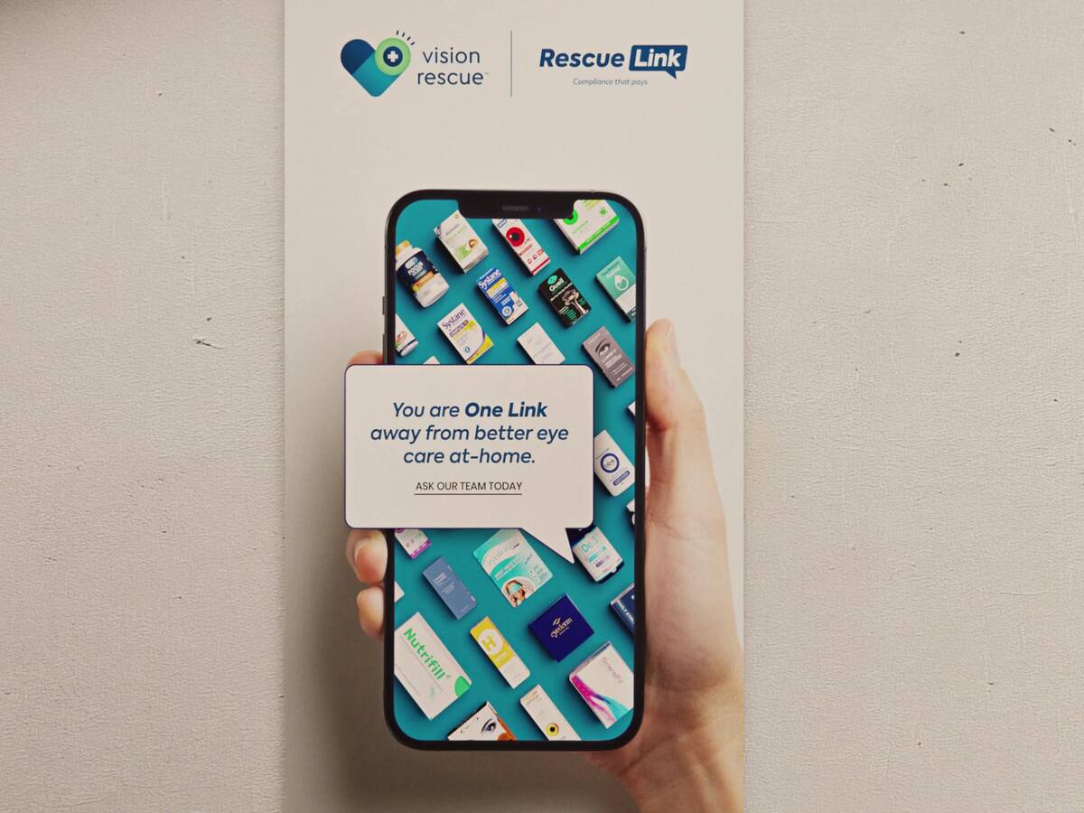 RescueLink patient handout showing a phone with recommended products