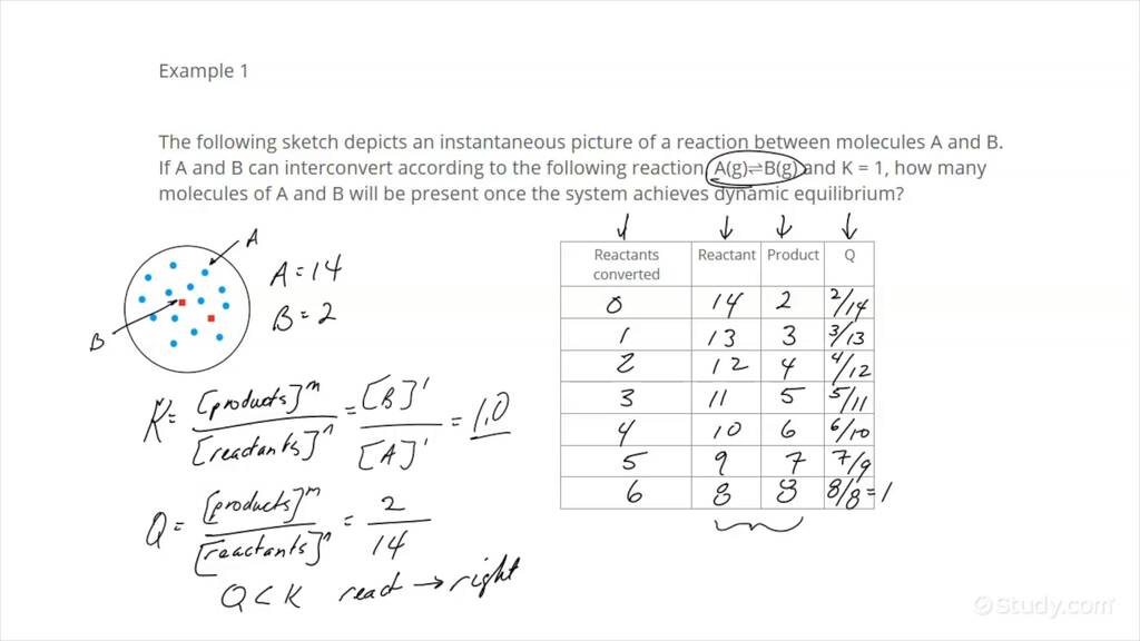 Predicting Equilibrium Composition from a Sketch | Chemistry | Study.com