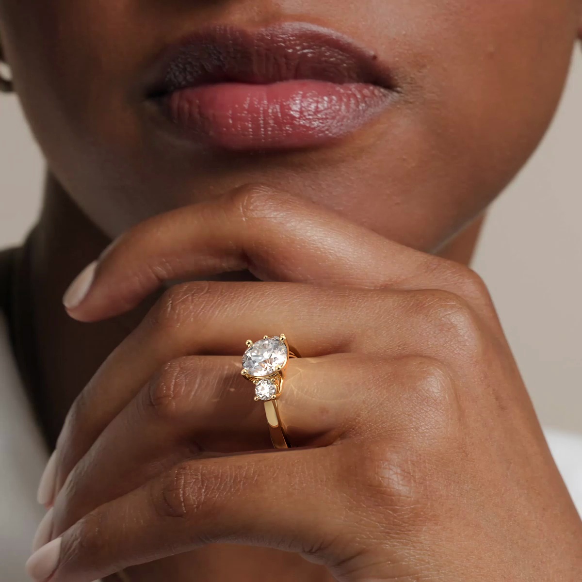 18K Yellow Gold Petite Three Stone Trellis Diamond Ring (1/3 ct. tw.)
