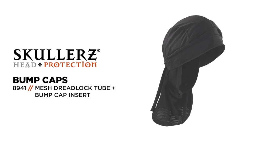 Skullerz 8941 Mesh Dreadlock Provides Bump Protection | & Tube Ergodyne Cap Insert + Hinged Hair Contains Impact