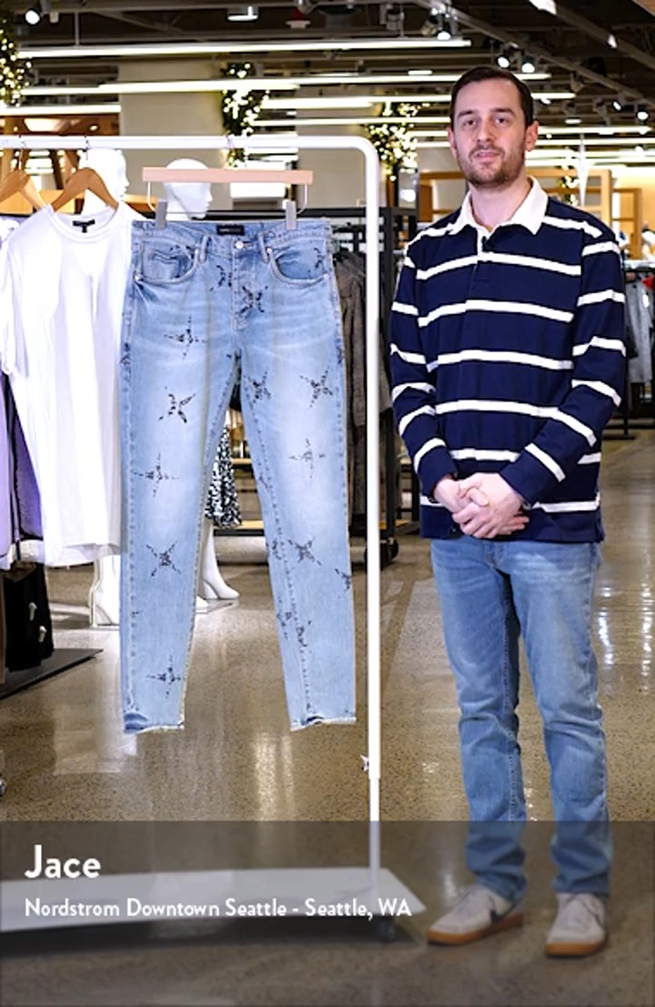 PURPLE Paint Splatter Ripped Knee Skinny Jeans