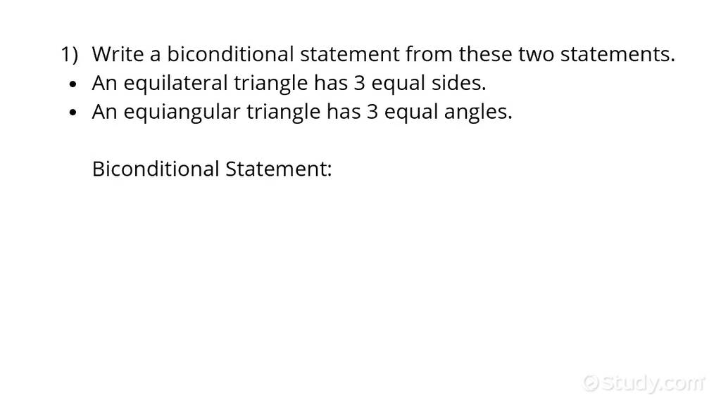 Determining Biconditionals of Conditional Statements | Algebra | Study.com