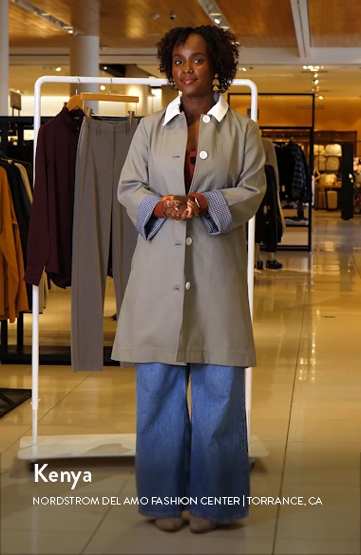 English Factory Plaid Cuff Detail Cotton Blend Trench Coat | Nordstrom