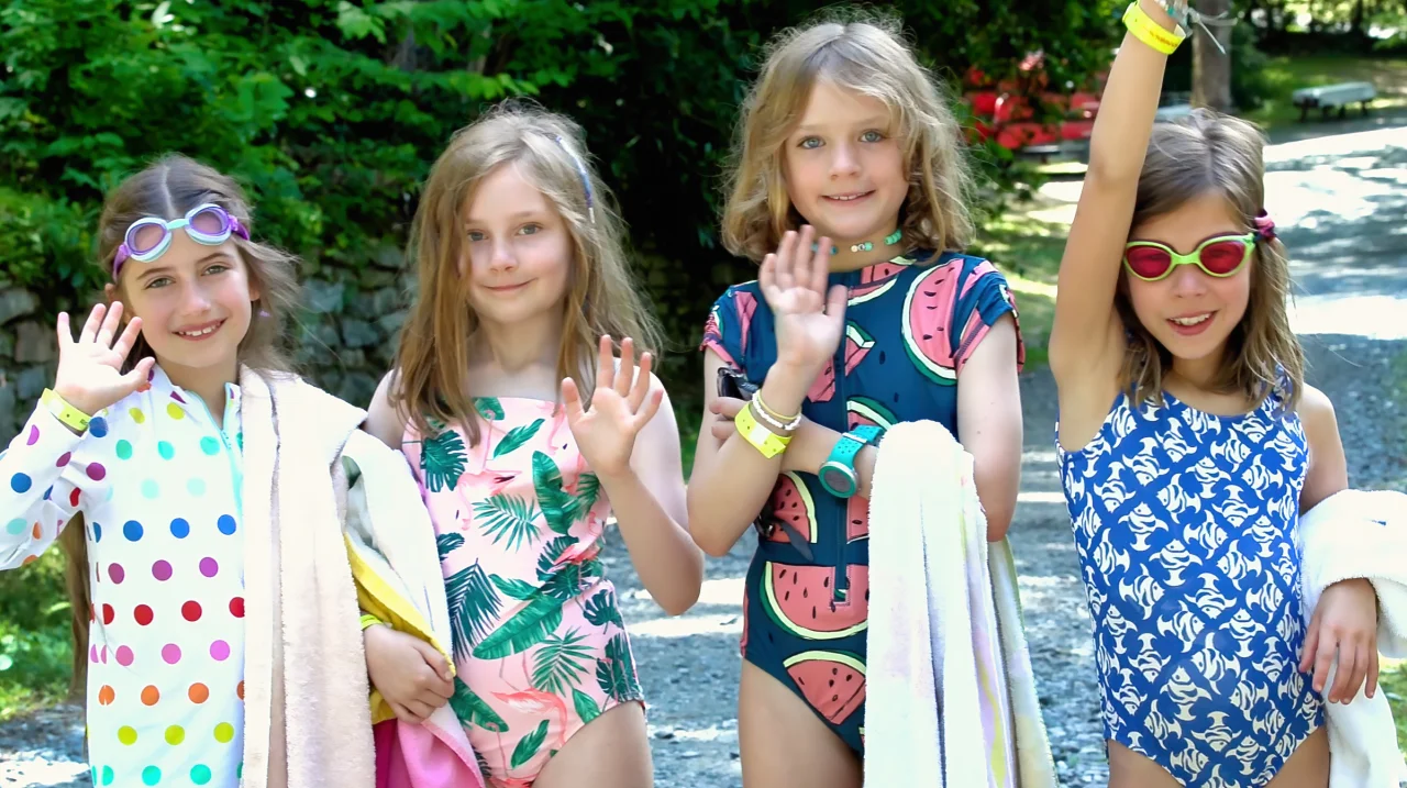 One popular summer game for kids at camp is "the toy" over the  Rockbrook Camp lake.