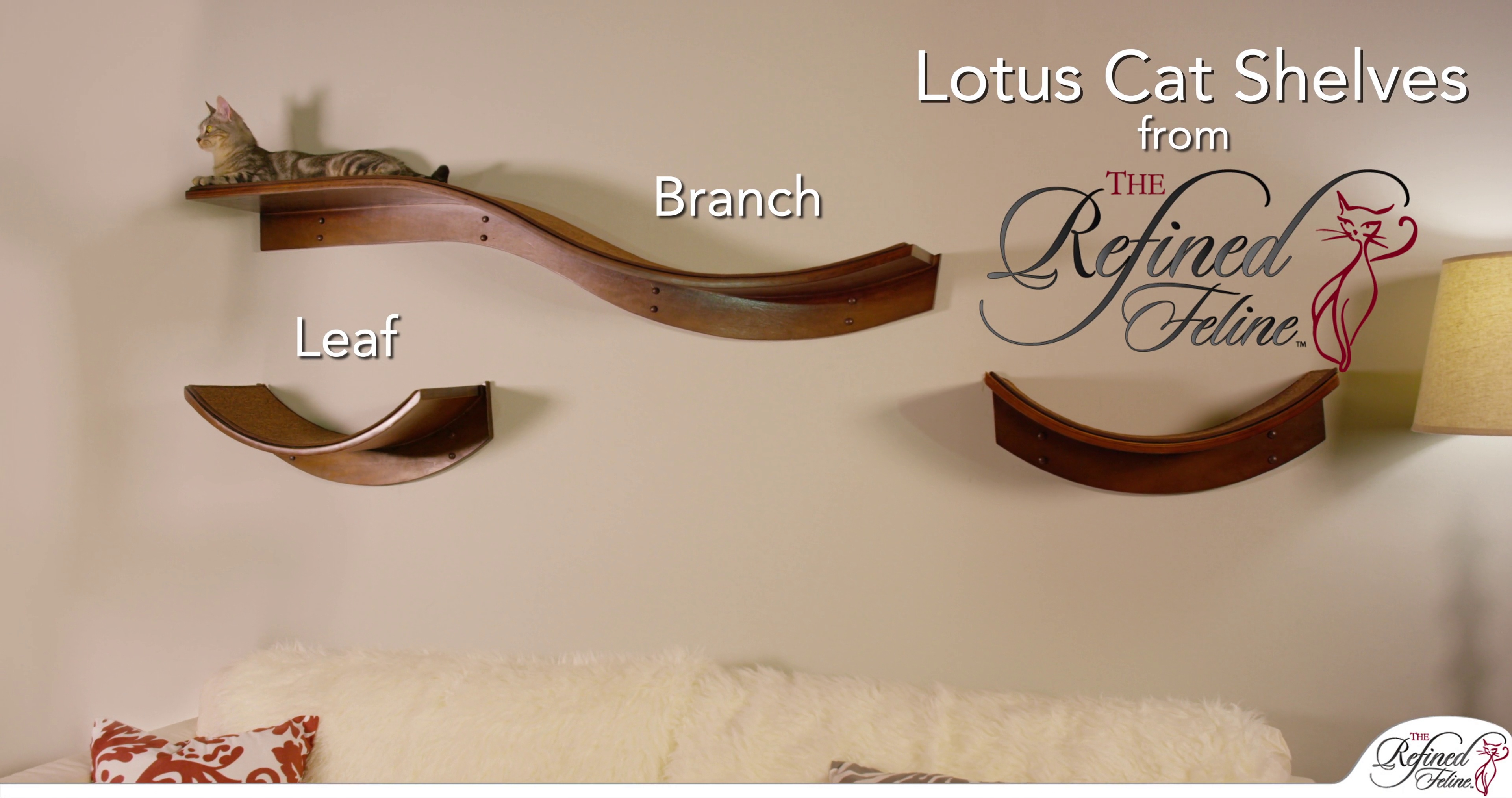 THE REFINED FELINE Lotus Branch Wall Mounted Cat Wall Shelf, White