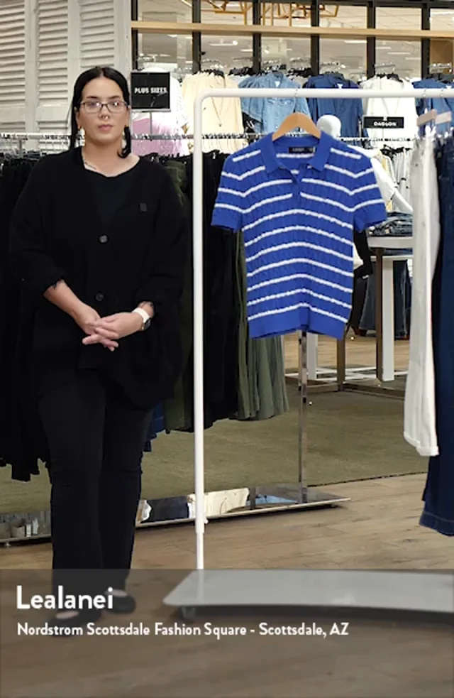Lauren Ralph Lauren Striped Cable Knit Cotton Polo Sweater