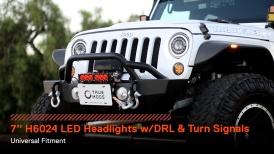 LEDHDL1603 - 7-Inch H6024 2D1 Sealed Beam LED Headlight Bulbs w/ Halo DRL and Turn Signals - DOT FMVSS 108 - SAE VOR HL P