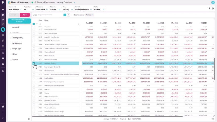 Set up your Trial Balance Statement