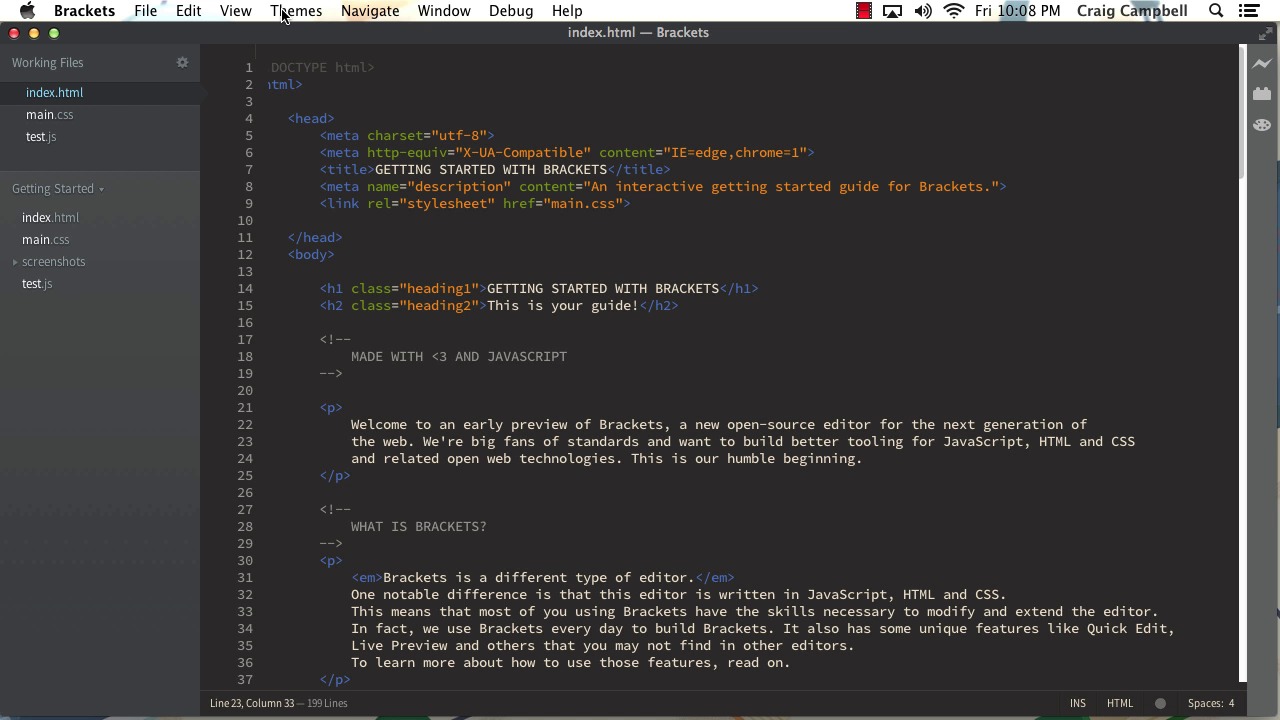 Introduction to Brackets - Themes for Brackets