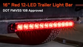 CAZLEDTBL1520-RD - 16-Inch 12 LED Red Trailer Identification ID Tail Light Bar Strip - DOT FMVSS 108 - SAE S2I6U2PS
