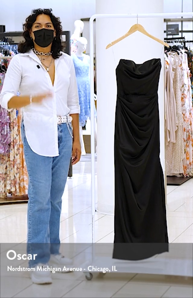 Clothing : Maxi Dresses : 'Adrienne' Black Satin Strapless Corset Maxi