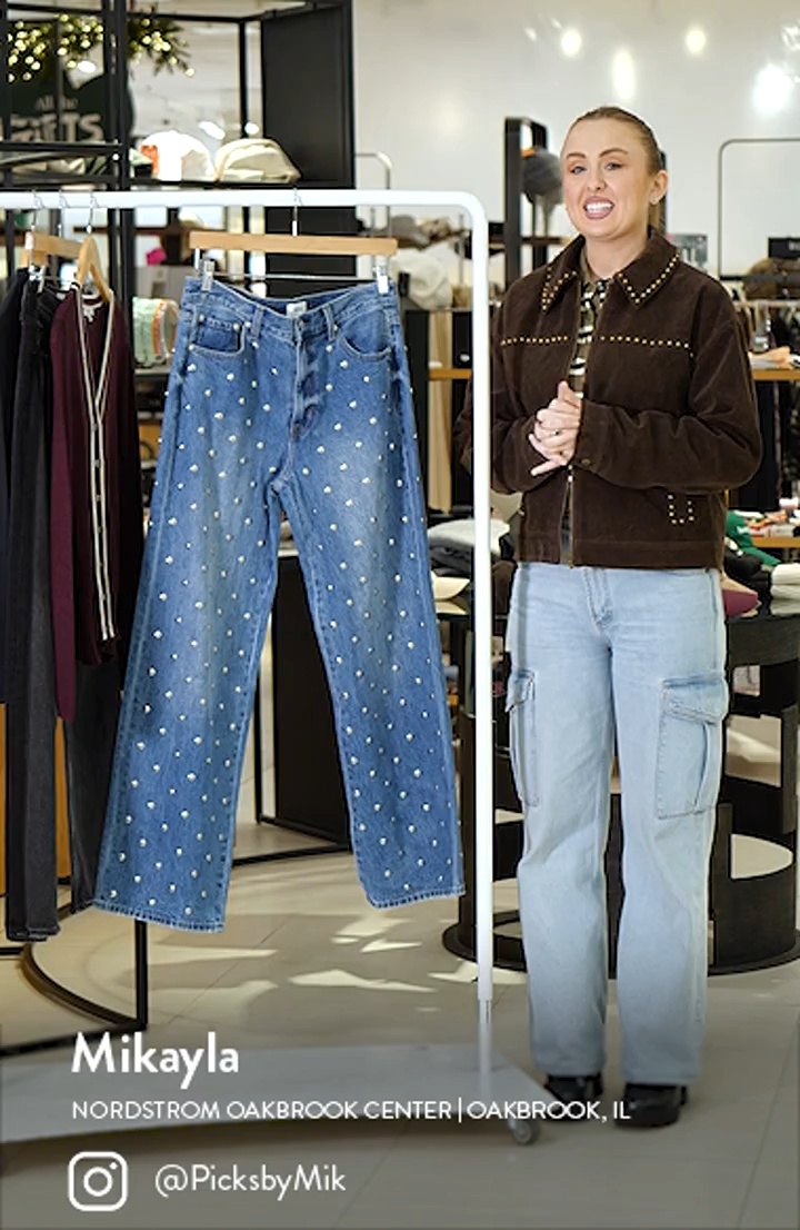 Pistola Hendrix Embellished Rivets High Waist Straight Leg Jeans