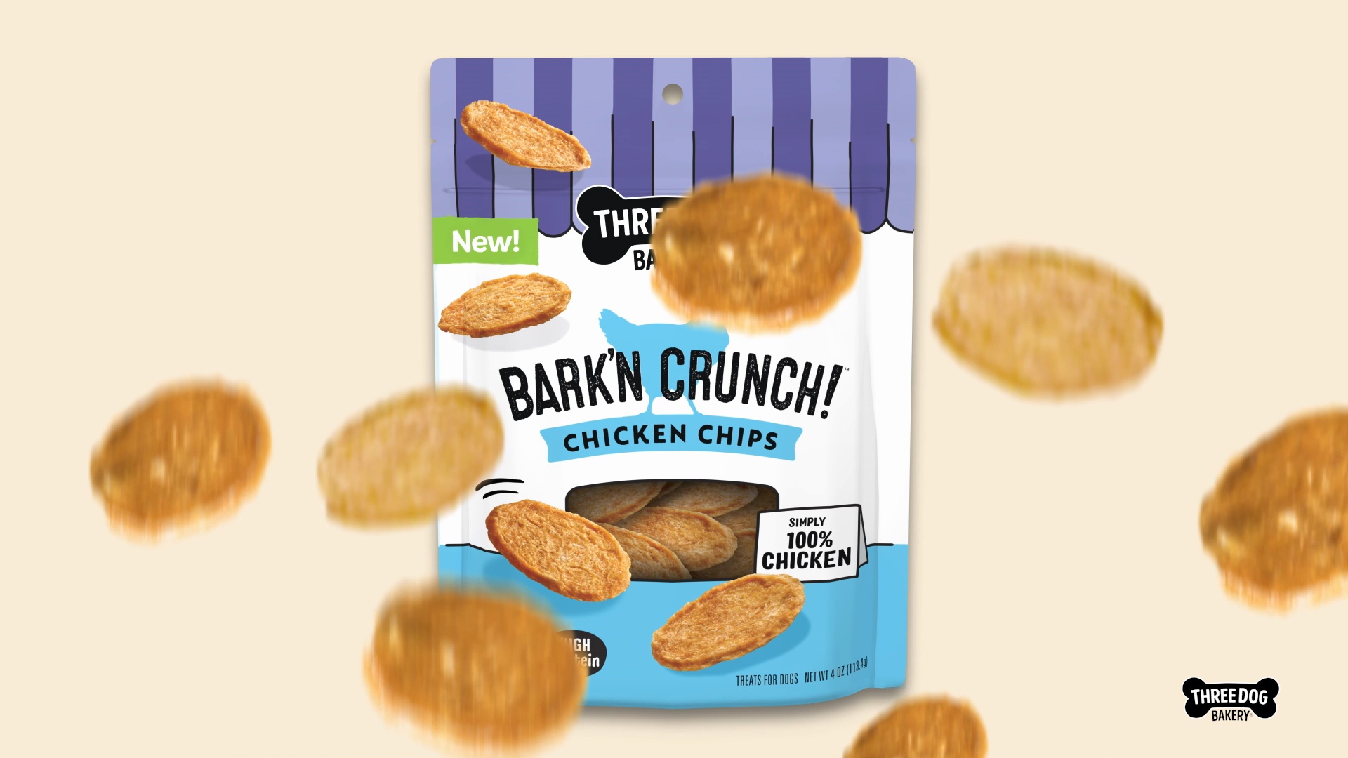 New Version Available - THREE DOG BAKERY Bark'N Crunch! Chicken