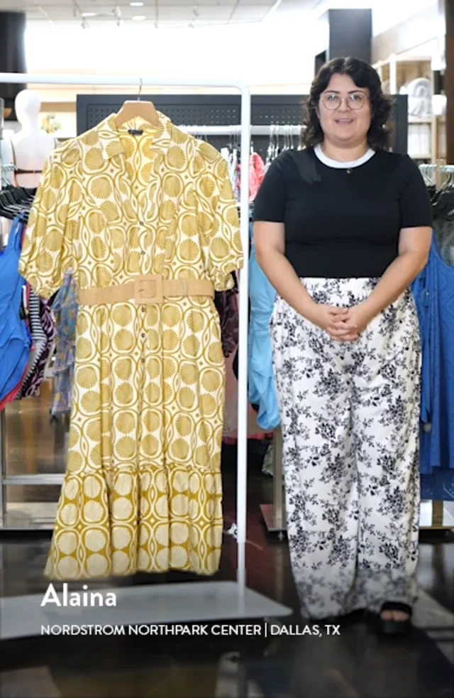 City Chic Anna Border Print Belted Cotton Maxi Dress Nordstrom