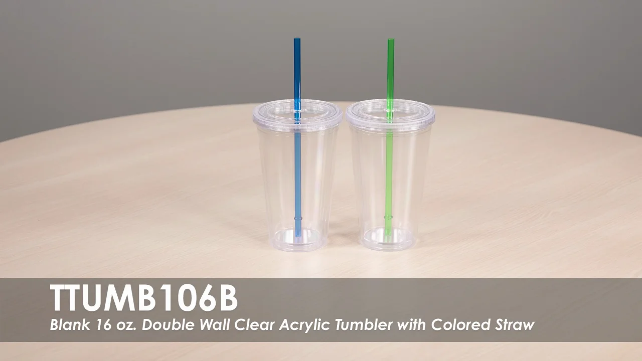  Customized Acrylic Tumbler with Straw - 16 oz. - Clear  143942-C