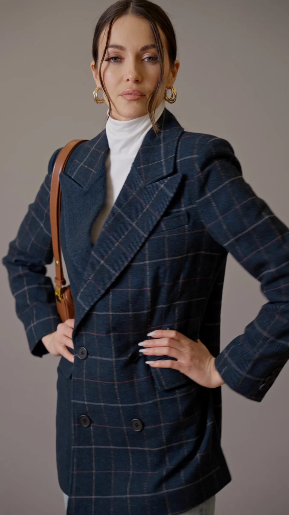 Double breasted plaid hot sale blazer womens