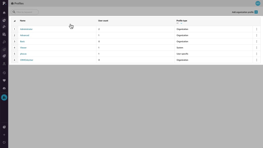 Add an organization profile