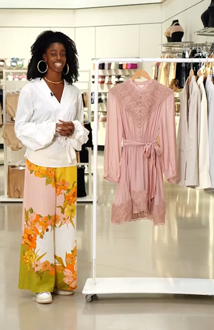 Long Sleeve Lace Trim Dress