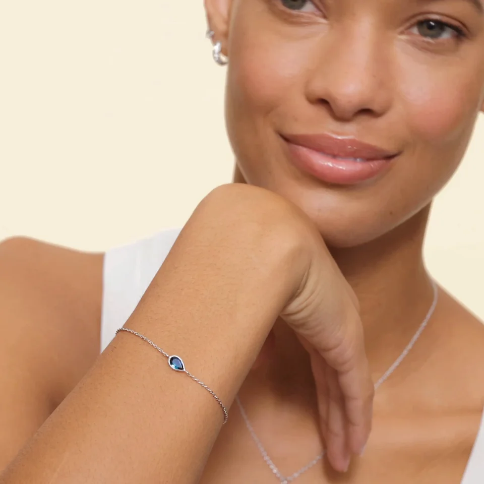 Silver Teardrop London Blue Topaz Bracelet
